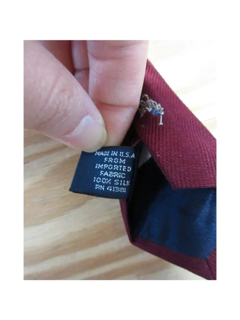 VINTAGE Polo Ralph Lauren Neck Tie Red Silk Flesh Pony AOP Textured